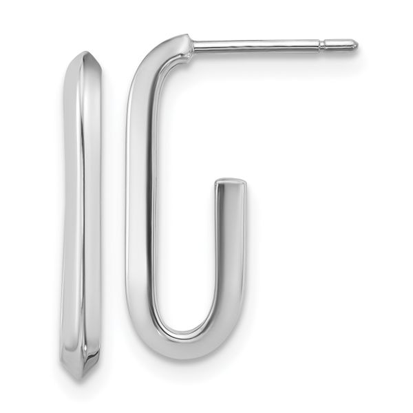 Leslie's 14K White Polished Knife Edge Oval Post J-Hoop Earrings