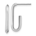 Leslie's 14K White Polished Knife Edge Oval Post J-Hoop Earrings