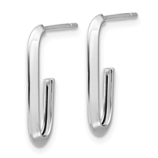 Leslie's 14K White Polished Knife Edge Oval Post J-Hoop Earrings - Image 2
