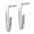 Leslie's 14K White Polished Knife Edge Oval Post J-Hoop Earrings - Image 2