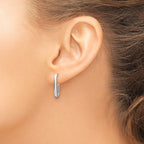 Leslie's 14K White Polished Knife Edge Oval Post J-Hoop Earrings - Image 3