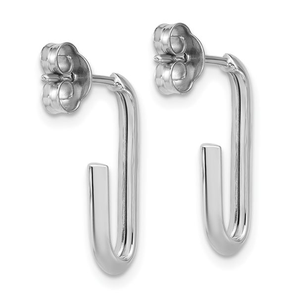 Leslie's 14K White Polished Knife Edge Oval Post J-Hoop Earrings - Image 4