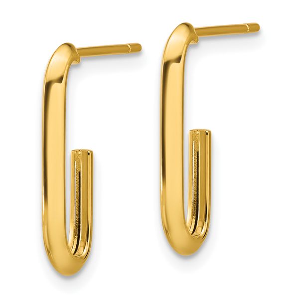 Leslie's 14K Polished Knife Edge Oval Post J-Hoop Earrings - Image 2