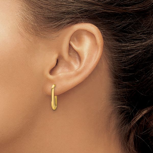 Leslie's 14K Polished Knife Edge Oval Post J-Hoop Earrings - Image 3