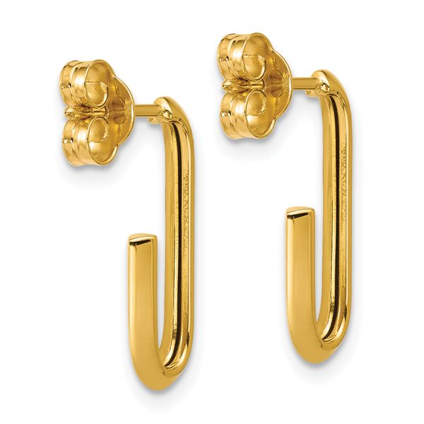 Leslie's 14K Polished Knife Edge Oval Post J-Hoop Earrings - Image 4