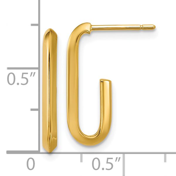 Leslie's 14K Polished Knife Edge Oval Post J-Hoop Earrings - Image 5