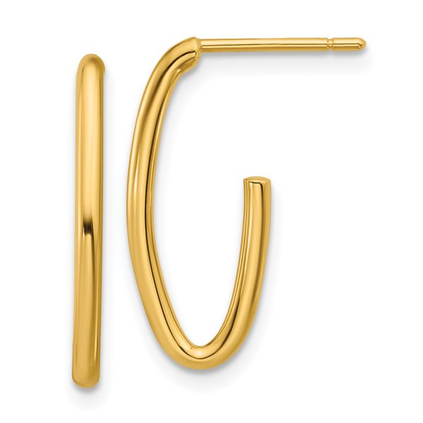 Leslie's 14K Polished 1.8mm Oval Post J-Hoop Earrings