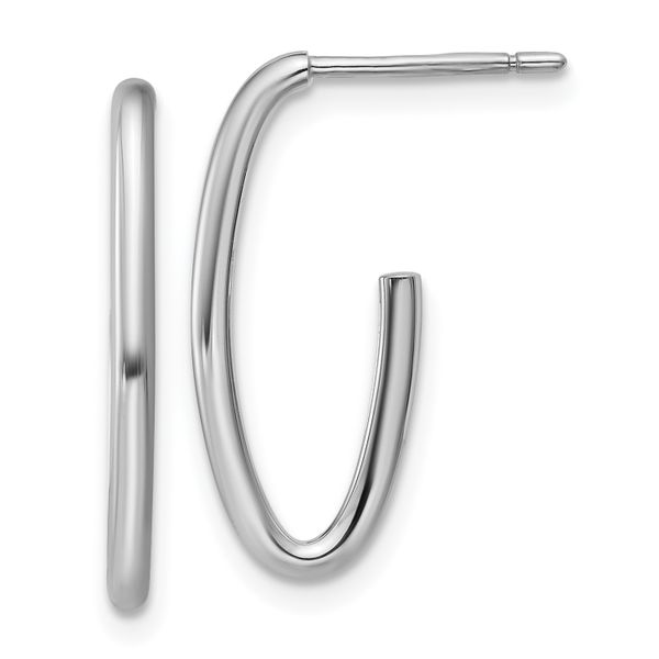 Leslie's 14K White Gold Polished 1.8mm Oval Post J-Hoop Earrings