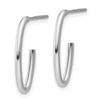Leslie's 14K White Gold Polished 1.8mm Oval Post J-Hoop Earrings - Image 2