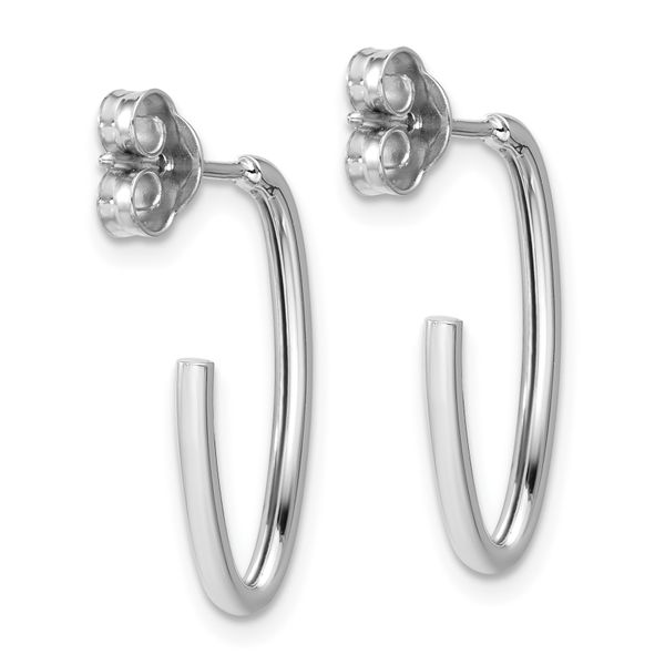 Leslie's 14K White Gold Polished 1.8mm Oval Post J-Hoop Earrings - Image 4