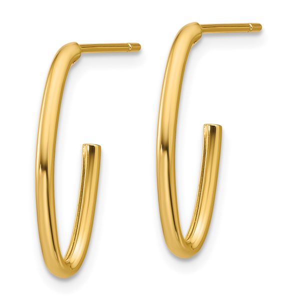 Leslie's 14K Polished 1.8mm Oval Post J-Hoop Earrings - Image 2