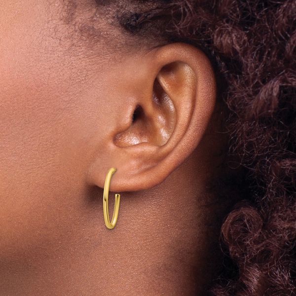 Leslie's 14K Polished 1.8mm Oval Post J-Hoop Earrings - Image 3