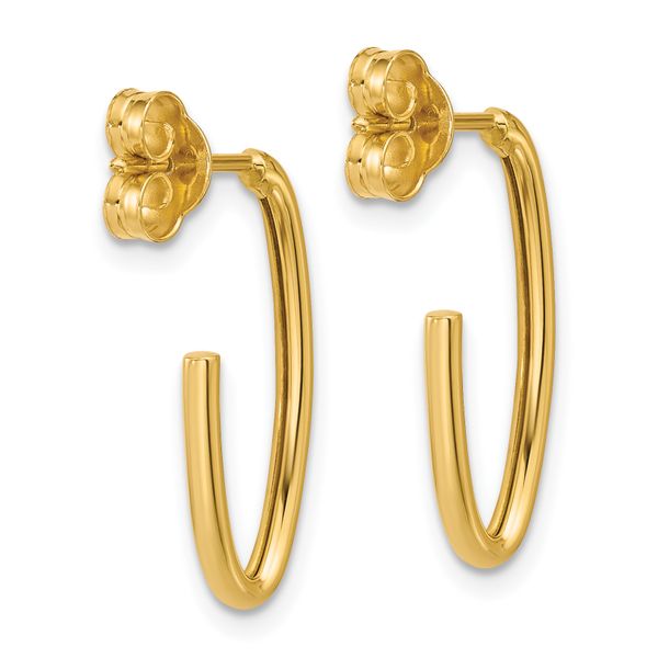 Leslie's 14K Polished 1.8mm Oval Post J-Hoop Earrings - Image 4