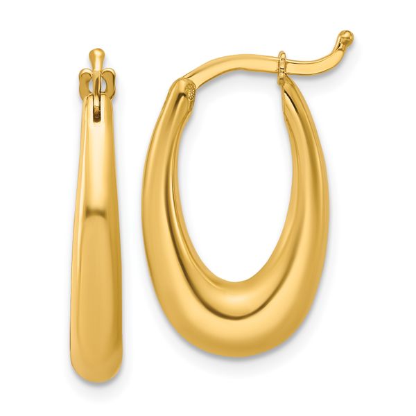 Leslie's 14K Polished Tapered Oval Hoop Earrings