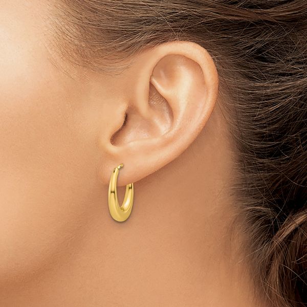 Leslie's 14K Polished Tapered Oval Hoop Earrings - Image 3