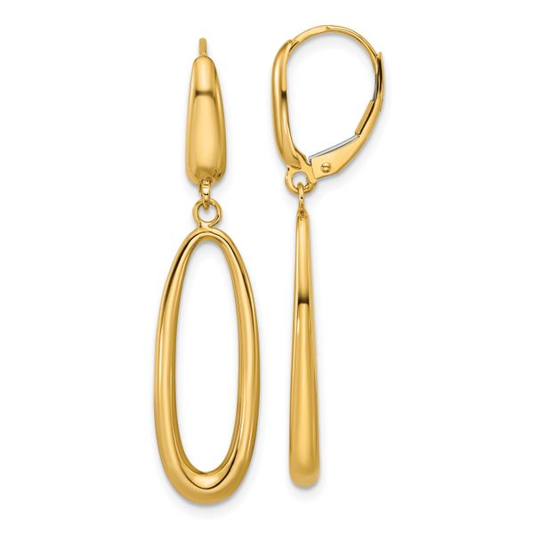 Leslie's 14K Polished Tapered Oval Leverback Dangle Earrings