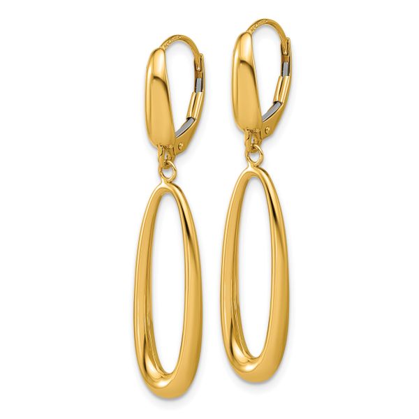 Leslie's 14K Polished Tapered Oval Leverback Dangle Earrings - Image 2