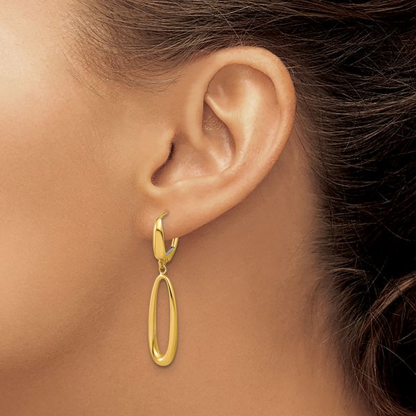 Leslie's 14K Polished Tapered Oval Leverback Dangle Earrings - Image 3