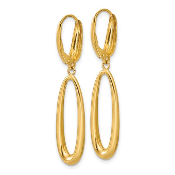 Leslie's 14K Polished Tapered Oval Leverback Dangle Earrings - Image 4