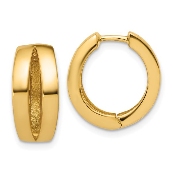 Leslie's 14K Polished Fancy Tapered Hinged Round Hoop Earrings