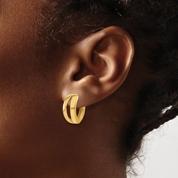 Leslie's 14K Polished Fancy Tapered Hinged Round Hoop Earrings - Image 3