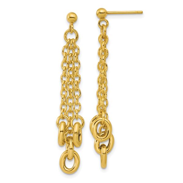 Leslie's 14K Polished Fancy 3-Strand Cable Link Post Dangle Earrings