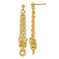 Leslie's 14K Polished Fancy 3-Strand Cable Link Post Dangle Earrings