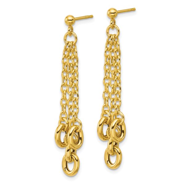 Leslie's 14K Polished Fancy 3-Strand Cable Link Post Dangle Earrings - Image 2