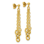 Leslie's 14K Polished Fancy 3-Strand Cable Link Post Dangle Earrings - Image 4