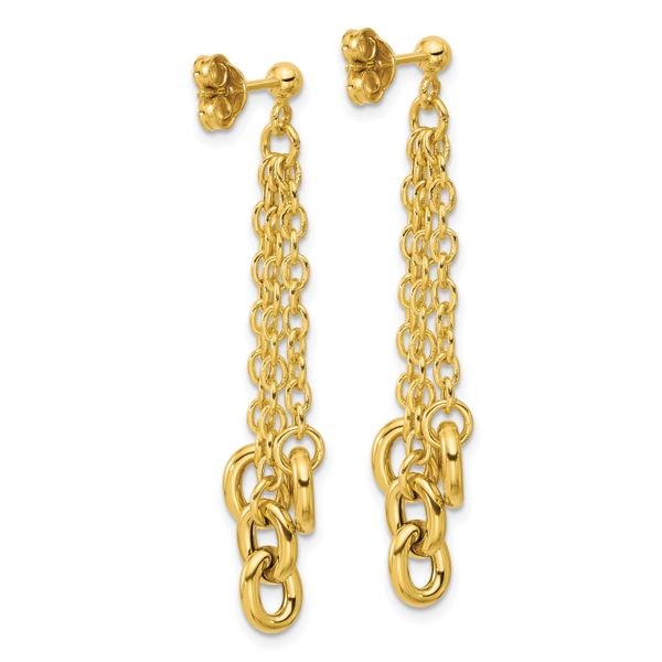 Leslie's 14K Polished Fancy 3-Strand Cable Link Post Dangle Earrings - Image 4