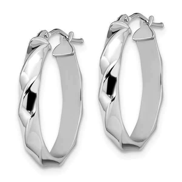 Leslie's 14K White Gold Polished Twisted Oval Hoop Earrings - Image 2