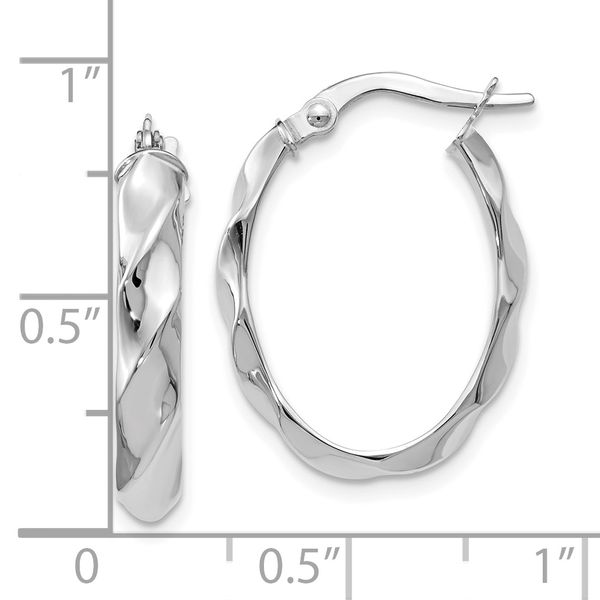 Leslie's 14K White Gold Polished Twisted Oval Hoop Earrings - Image 4