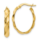 Leslie's 14K Polished and Twisted Oval Hoop Earrings
