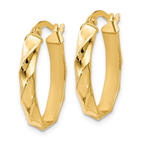 Leslie's 14K Polished and Twisted Oval Hoop Earrings - Image 2