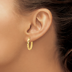 Leslie's 14K Polished and Twisted Oval Hoop Earrings - Image 3