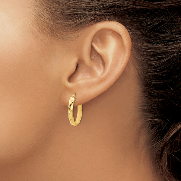 Leslie's 14K Polished and Twisted Oval Hoop Earrings - Image 3