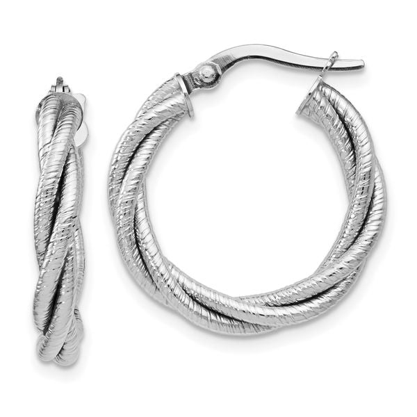 Leslie's 14K White Gold Twisted Triple Twist Hoop Earrings