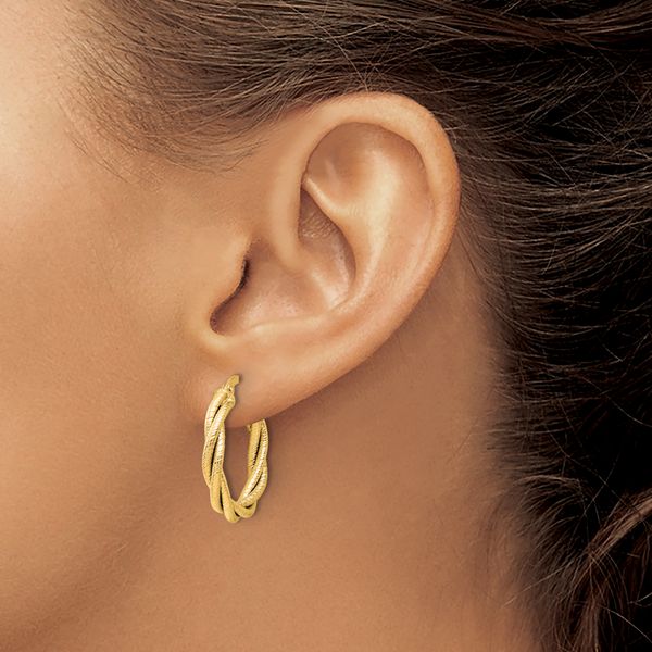 Leslie's 14K Twisted Triple Twist Hoop Earrings - Image 3