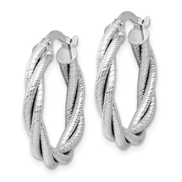 Leslie's 14K White Gold Twisted Triple Twist Hoop Earrings - Image 2
