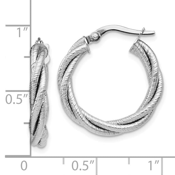 Leslie's 14K White Gold Twisted Triple Twist Hoop Earrings - Image 4