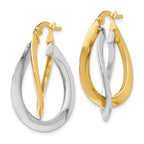 Leslie's 14K Two-tone Polished Twisted Double Hoop Earrings - Image 2