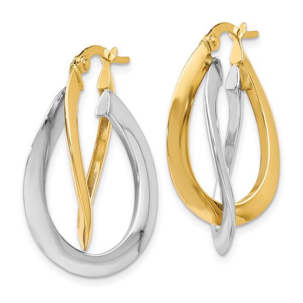 Leslie's 14K Two-tone Polished Twisted Double Hoop Earrings - Image 2