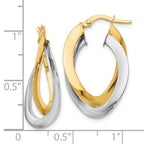 Leslie's 14K Two-tone Polished Twisted Double Hoop Earrings - Image 4