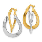 Leslie's 14K Two-tone Polished Twisted Double Hoop Earrings - Image 2