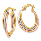 Leslie's 14K Tri-color Polished and Textured Twisted Hoop Earrings - Image 2