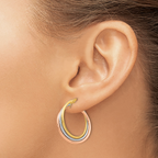 Leslie's 14K Tri-color Polished and Textured Twisted Hoop Earrings - Image 3