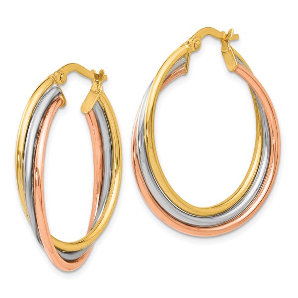 Leslie's 14K Tri-color Polished Twisted Hoop Earrings - Image 2