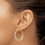 Leslie's 14K Tri-color Polished Twisted Hoop Earrings - Image 3