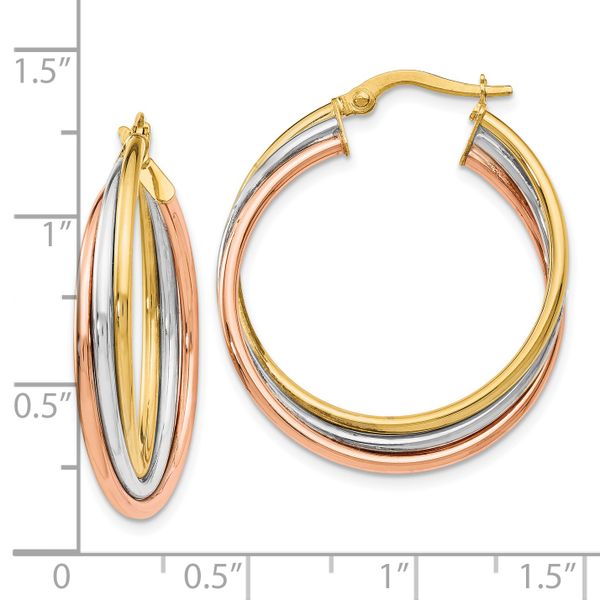 Leslie's 14K Tri-color Polished Twisted Hoop Earrings - Image 4
