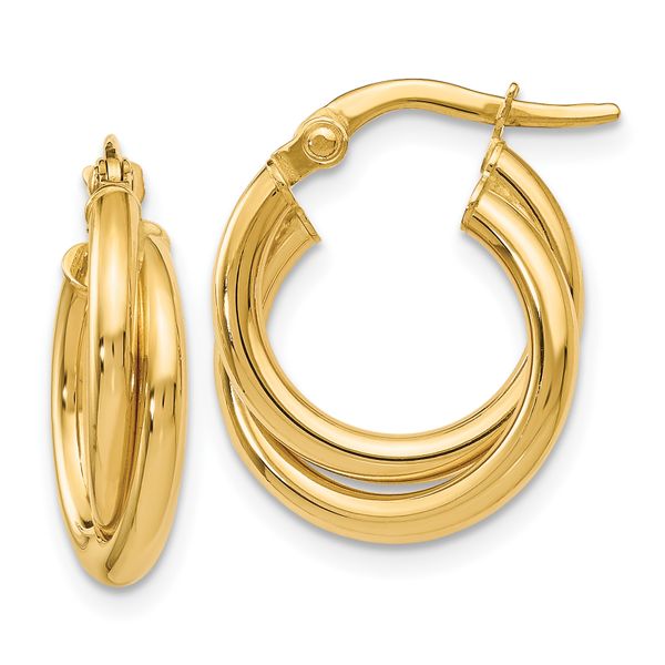 Leslie's 14K Polished Twisted Double Hoop Earrings